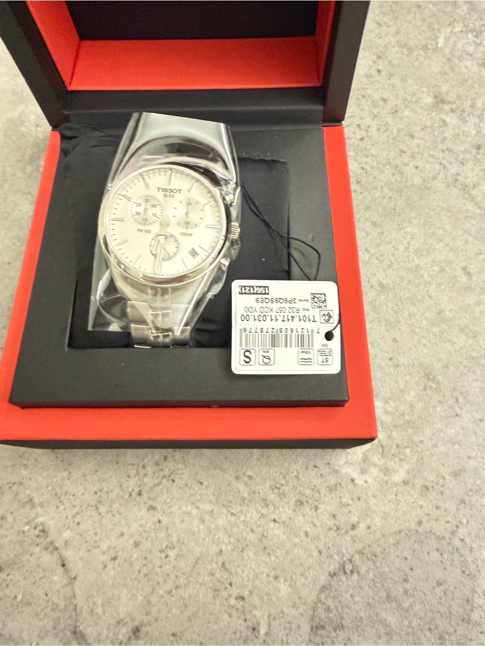 Tissot Men's Silver Stainless Steel Chronograph Watch with White Dial